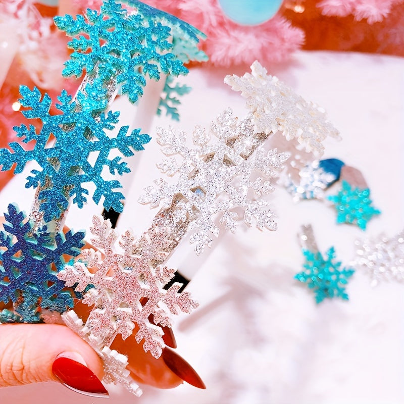 30pcs Christmas Glitter Snowflake Ornament Patch Set