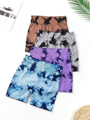 4-Pack Tie Dye Yoga Shorts High Waisted Activewear