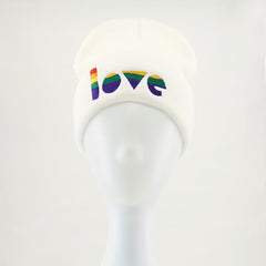 LGBT Love Rainbow Embroidered Beanie Knit Skull Cap Warm Hat