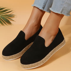 Women's Flatform Espadrilles Loafers Slip On Round Toe Shoes