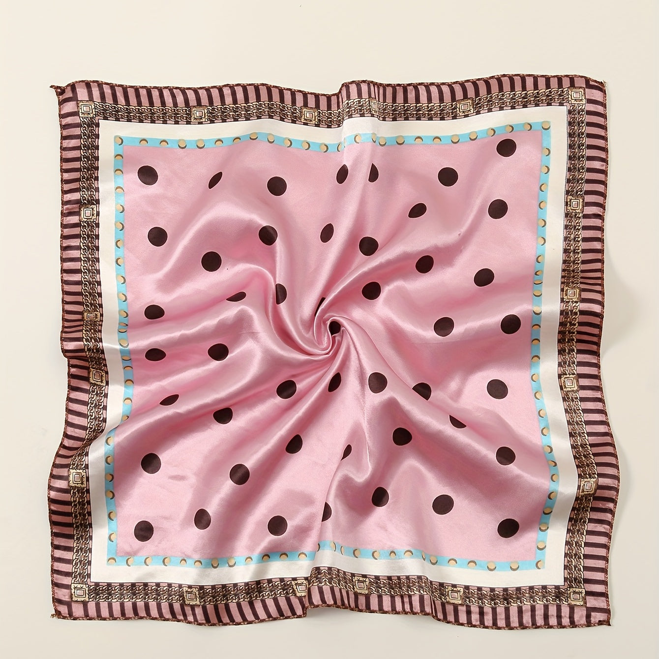 Polka Dot Print Square Scarf Woman Neckerchief Satin Shawl Head Wraps