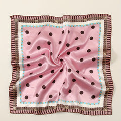 Polka Dot Print Square Scarf Woman Neckerchief Satin Shawl Head Wraps