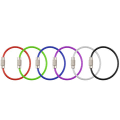 12pcs Stainless Steel Wire Key Chain Cable Metal Key Ring Loop Multicolor