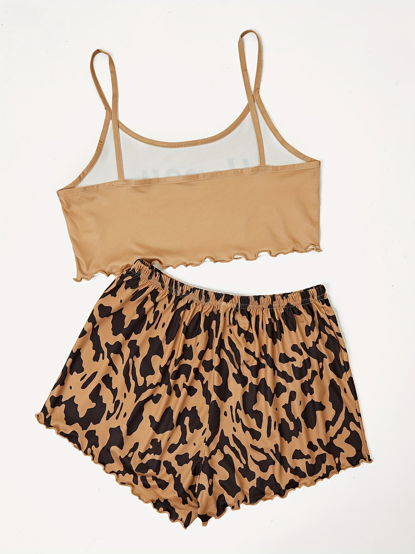 Women's Letter Print Cami & Leopard Shorts Pajama Set
