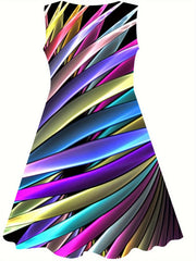 Girls Rainbow Stripped Sleeveless Dress Summer Clothes