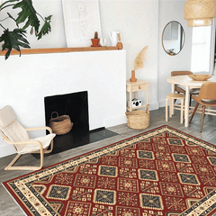 Dark Red American Classic Pattern Large Carpet Soft Area Carpet
