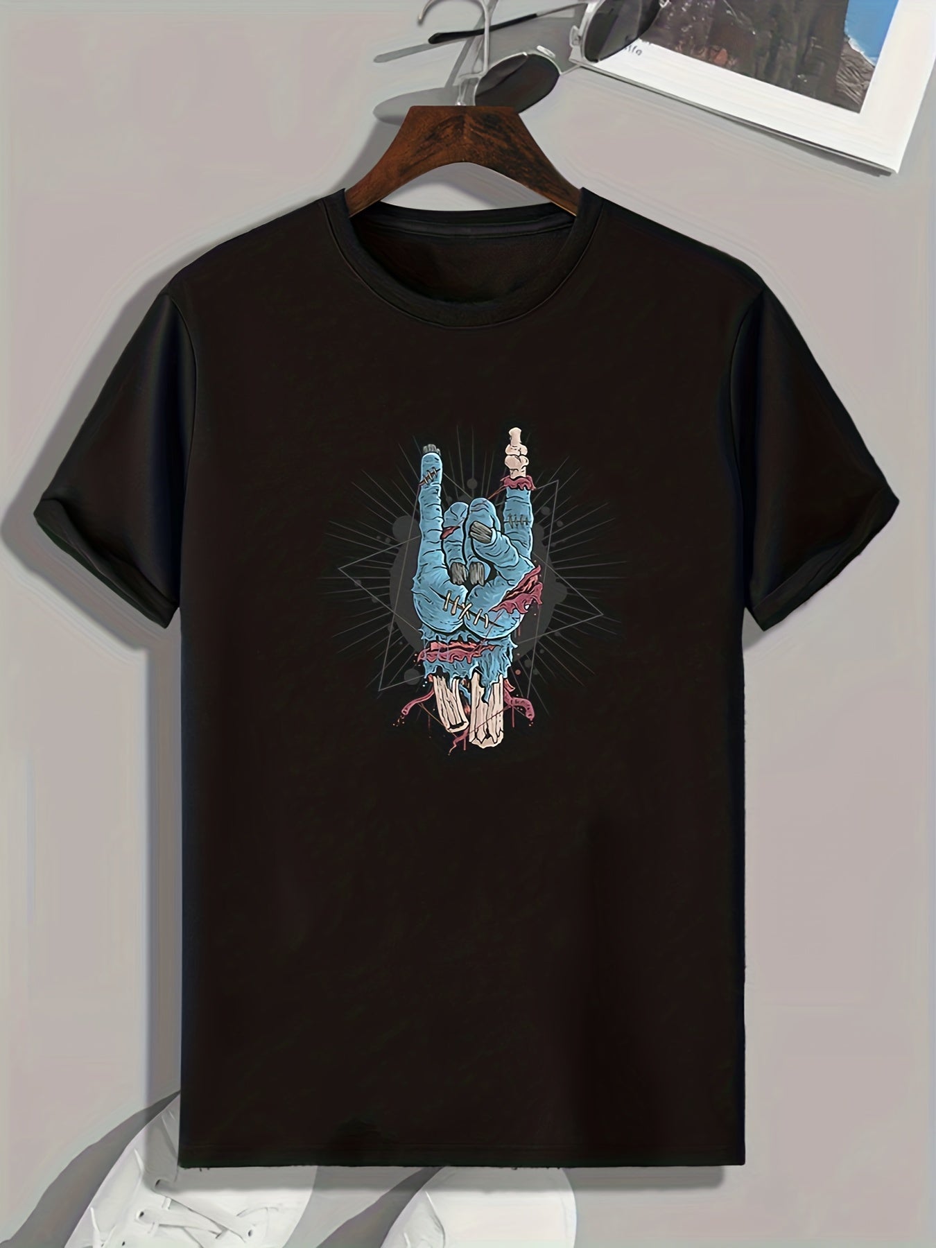 Rock Zombie Hand Pattern T-shirt Short Sleeve Top Casual Tee Men's Clothes