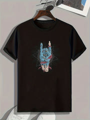 Rock Zombie Hand Pattern T-shirt Short Sleeve Top Casual Tee Men's Clothes