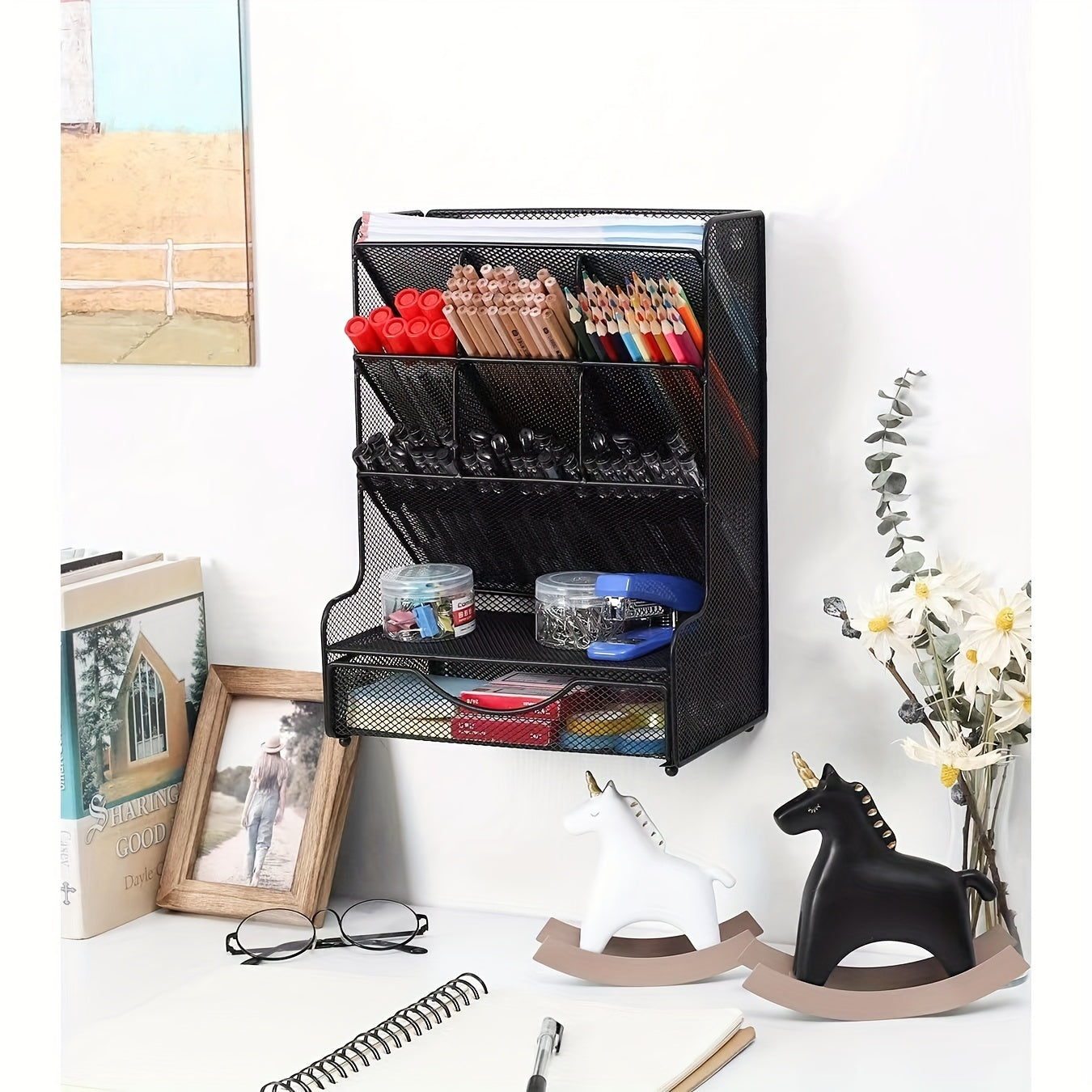 Office Pen Storage Rack Desk Pen Box Office Stationery Sorting Box
