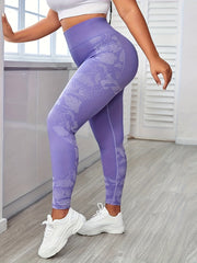 Sports Leggings Women's Plus Graphic Print Wide Waistband Butt Lifting