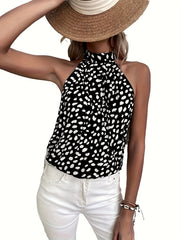 Polka Dots Halter Neck Tank Top for Summer