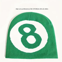 Block Number Jacquard Beanie Hip Hop Skull Cap Warm Knit Hat