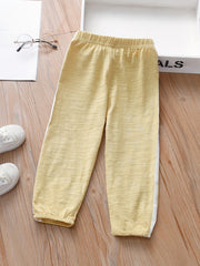 Girls Block Sweatpants Elastic Waist Thin Casual Sport Jogger Pants