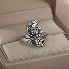 Gothic Vintage Peafowl Ring Zircon Adjustable Cuff Ring