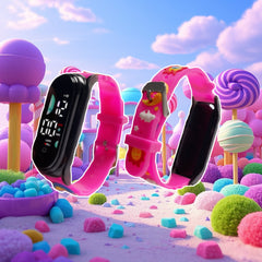Soccer Car Print Digital Watch TPU Strap Casual Wear Birthday