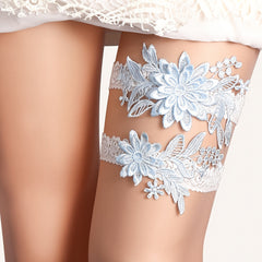 2pcs Lace Floral Stretch Leg Garter Set Bridal Accessories