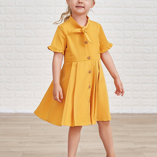 Toddler Girls Button Casual Shirt Dress Kids Summer Clothes