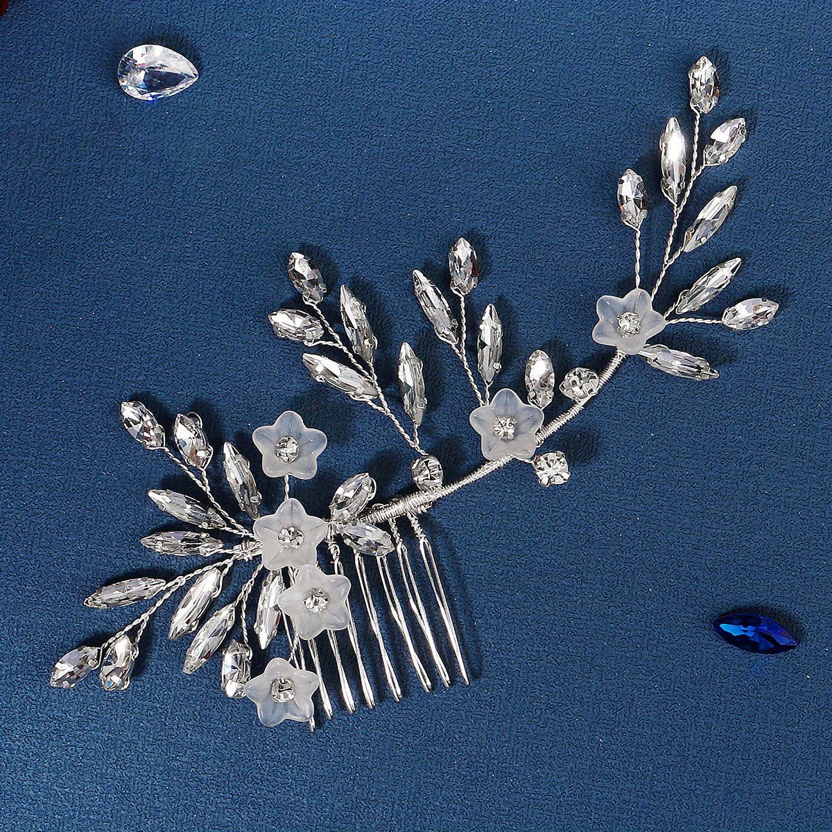 Acrylic Flower & Rhinestone Hair Comb Bridal Wedding Headwear