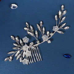 Acrylic Flower & Rhinestone Hair Comb Bridal Wedding Headwear