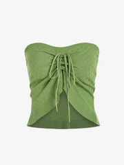 Sexy Drawstring Knit Tube Top Casual Strapless Sleeveless Summer Loose Tube Top