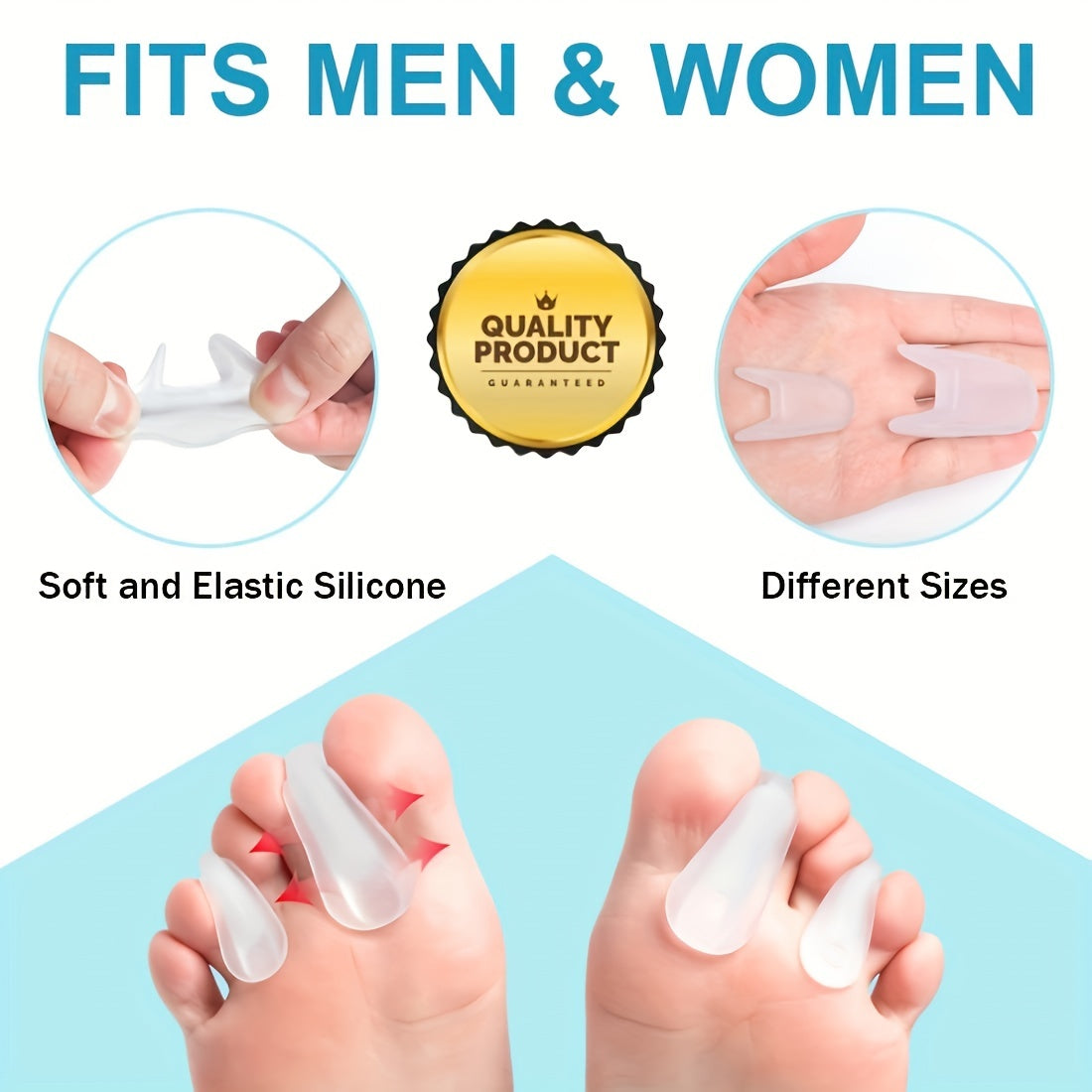 Toe Separators Gel Toe Spacers Bunion Corrector for Men and Women