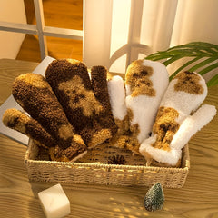Bear Plush Gloves Girls Winter Warm Gloves