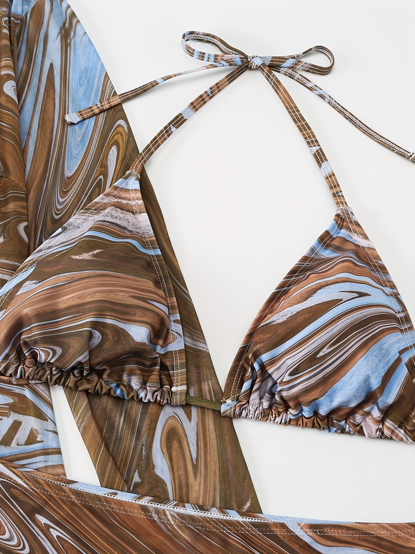 Marble Print Bikini Set & Cover Ups Plus Size