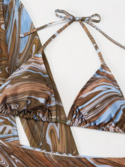 Marble Print Bikini Set & Cover Ups Plus Size