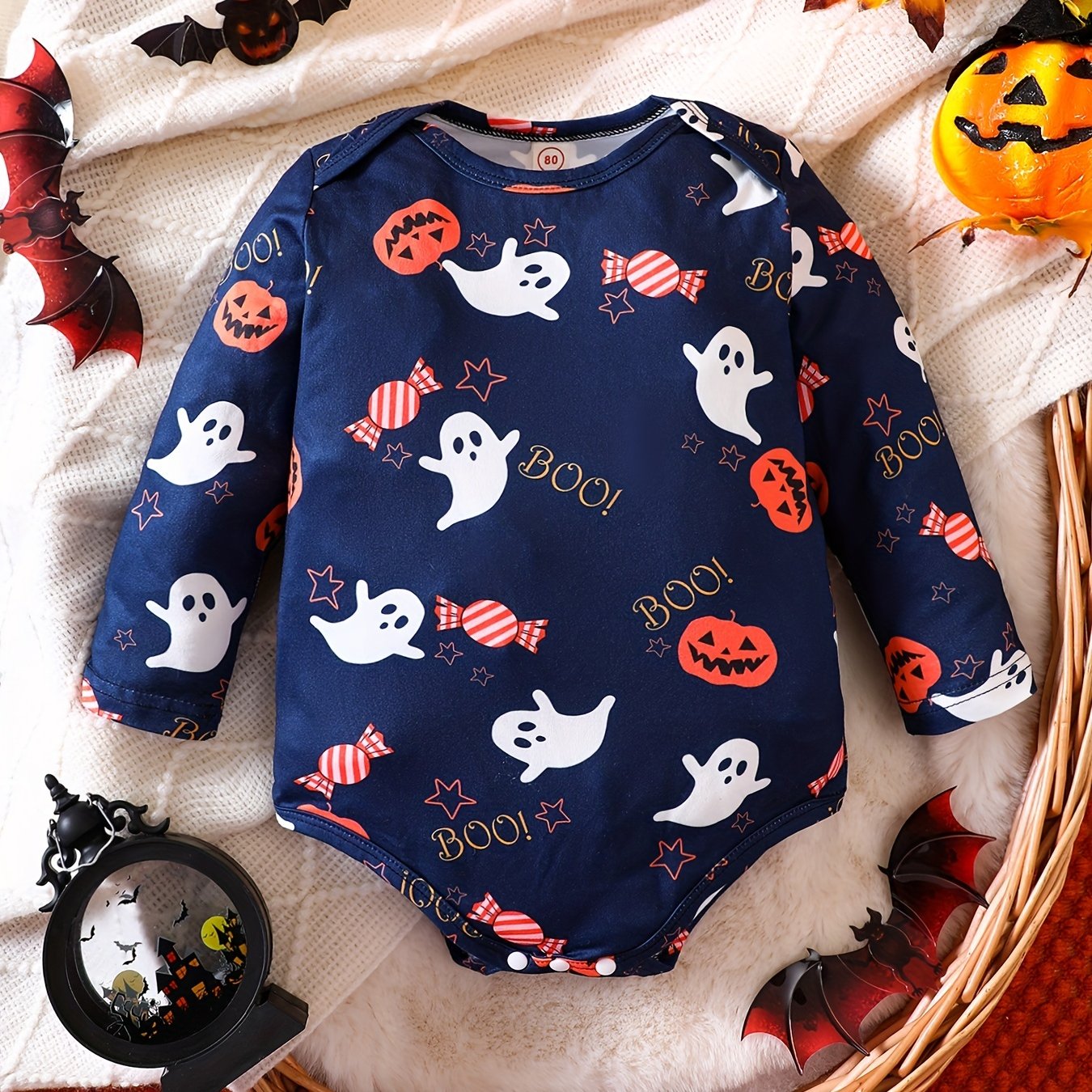 Ghost Pumpkin Romper Baby Spring Autumn Long Sleeve Onesie
