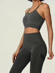 Yoga Sports Set Cami Sports Bra & High Waist Leggings Women's Activewear