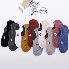 Embroidered Cartoon Animal Cotton Soft Invisible Socks