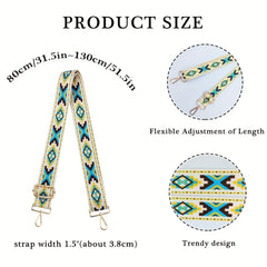 Vintage Geometric Pattern Bag Strap Replacement Wide Shoulder Bag Strap