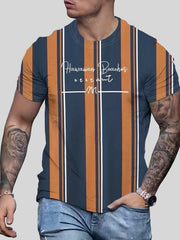 Men's Hawaiian Beaches Stripe T-shirt for Summer