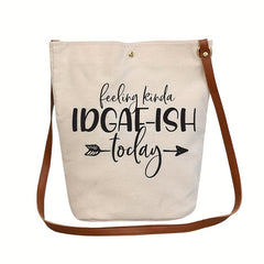 Letter Print Canvas Tote Bag for Outdoors