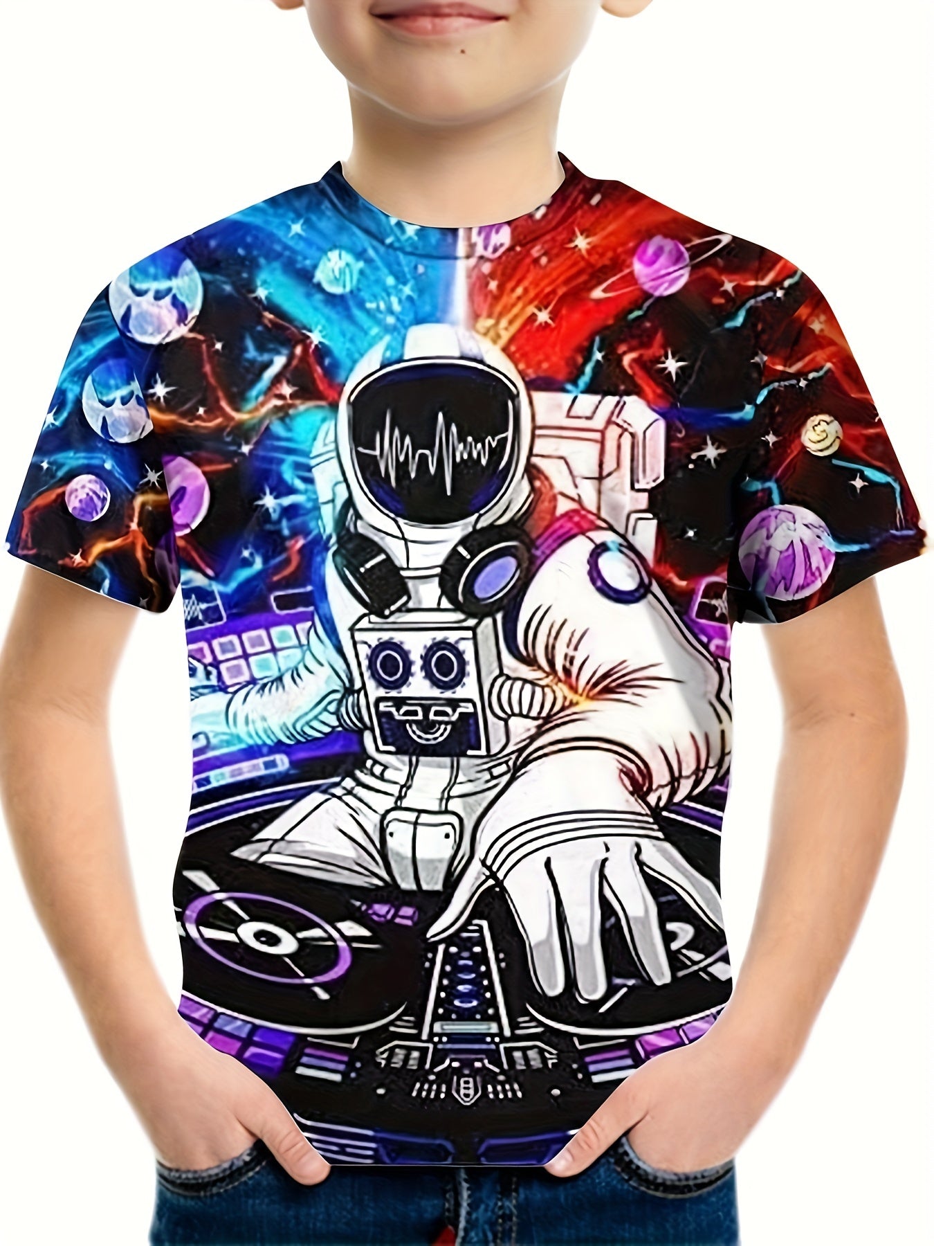 Kid's Astronaut T Shirt 3D Print Stretchy Fabric for Summer