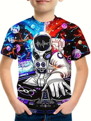 Kid's Astronaut T Shirt 3D Print Stretchy Fabric for Summer