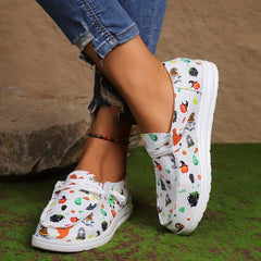 Ghost Pumpkin Pattern Skate Shoes Soft Comfortable Canvas Sneakers