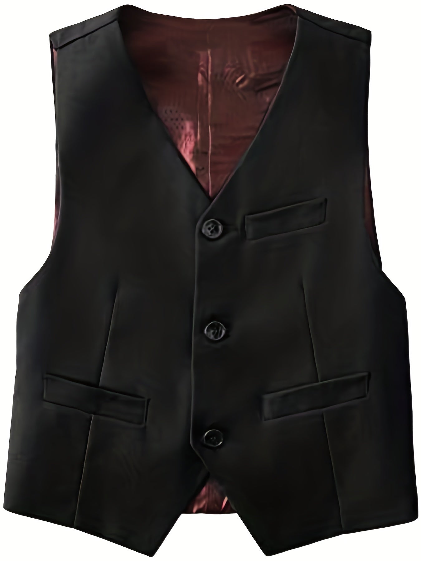 Boys Formal Sleeveless Vest Button Down Solid Vest For Party