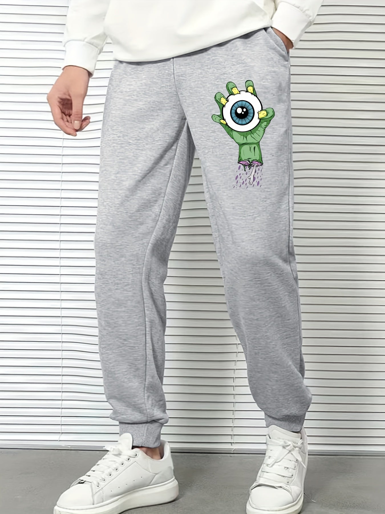 Men's Cartoon Eye Casual Joggers Drawstring Sports Pants