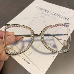 Rhinestone Hollow Sunglasses with Gradient Lens
