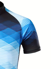 Men's Cycling Jersey Gradient Geometric Graphic Short Sleeves Shirt
