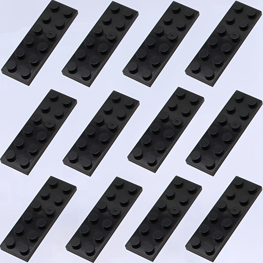 12pcs Building Block Set 2x6 Low Wall Flat Bricks Assorted Colors
