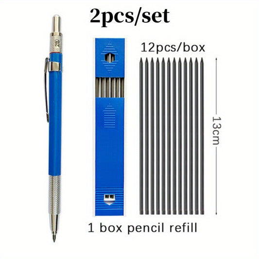 2pcs 2 0mm Mechanical Pencil Set for Office Writing School Art Sketching
