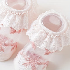 Baby Girls Lace Ruffle Boat Socks for Spring and Summer