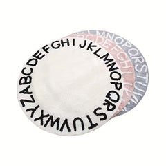 Soft Colorful Alphabet Shaggy Round Rug for Bedroom & Living Room