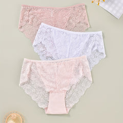 3-Pack Plus Size Lace Briefs Set High Stretch
