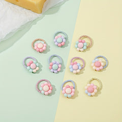 10pcs Girls Flower Hair Bands Elastic Hair Ties Headwear Accessories