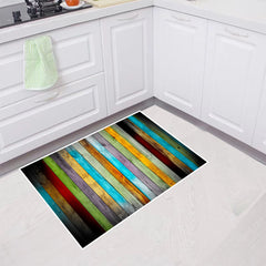2pcs Vintage Wooden Waterproof Non Slip Kitchen Rug Set