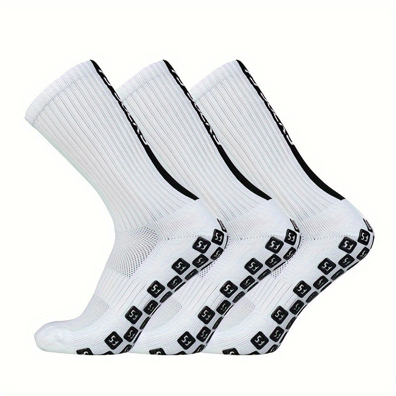 3 Pairs Men's Mid Calf Sport Socks Absorb Sweat Comfy Breathable Socks
