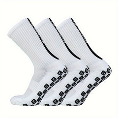 3 Pairs Men's Mid Calf Sport Socks Absorb Sweat Comfy Breathable Socks